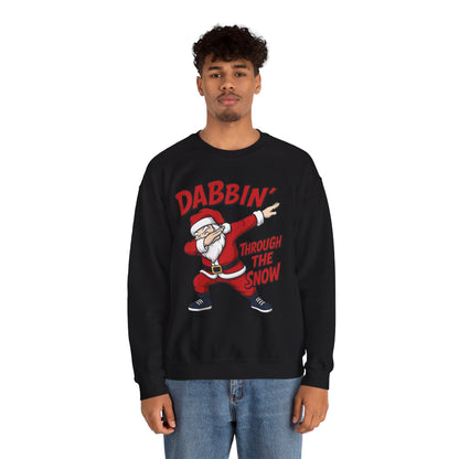 Dabbin Through The Snow Santa Men's Christmas Sweatshirt, Funny Holiday Jumper