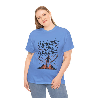 Unleash Your Potential Women's Tee, Motivational T-Shirt, Inspirational Cotton Tee, Gift for Gym Lovers, Positive Energy Top