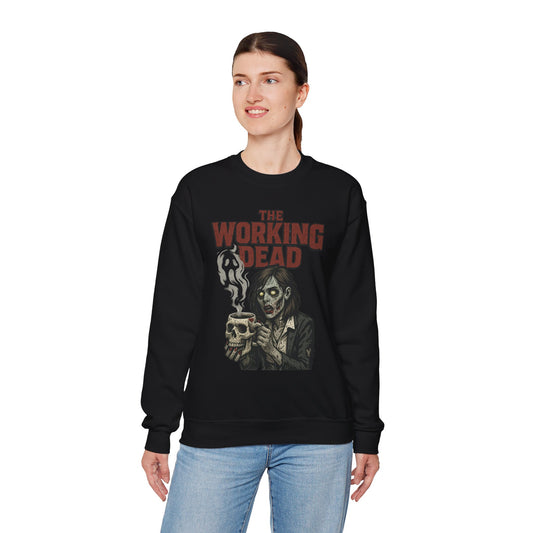 The Working Dead Women's Zombie Sweatshirt, Halloween Zombie Top, Work Humor Sweatshirt, Women's Heavy Blend™ Crewneck Sweatshirt