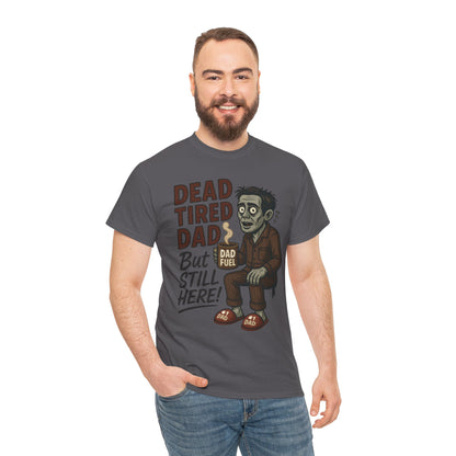 Dead Tired Dad Funny Zombie Coffee Men's T-Shirt, Father's Day Gift for Men, Dad Fuel Graphic Tee, Halloween Dad Tee