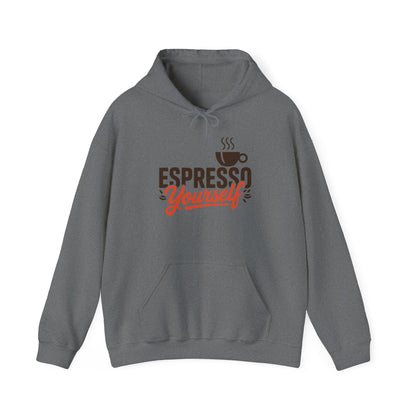 Men's Heavy Blend™ Hooded Sweatshirt, Espresso Yourself Mens Hoodie, Coffee Lover Funny Graphic Pullover