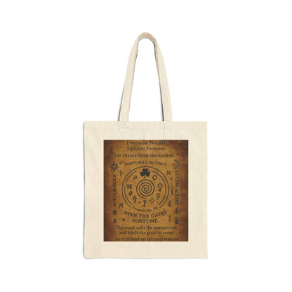 Sigil of Fortune Tote Bag, Lucky Charm Spell Symbol, Occult Spiral Design, Witchy Canvas Bag, Mystic Luck Amulet Art, Boho Bag