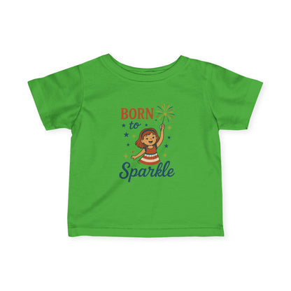 4th of July Baby Girl Tee, Born to Sparkle, Patriotic Toddler Tee, Independence Day Outfit for Girls