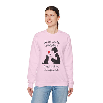 Soulful Cat and Human Crewneck Sweatshirt, Cozy Gift for Cat Lovers, Womens Sweatshirt, Animal Lover Apparel, Thoughtful Gift Idea