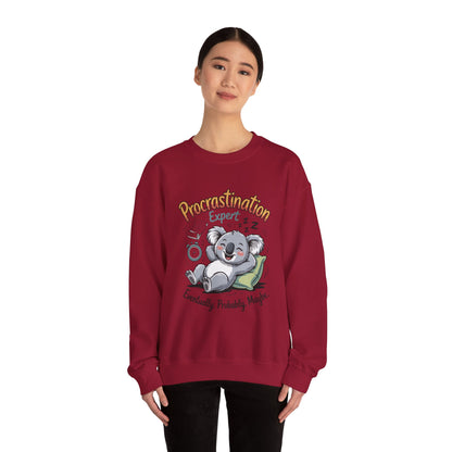 Procrastination Expert Womens Sweatshirt, Funny Crewneck, Cozy Gift for Students, Lazy Day Apparel, Womens Sweatshirt for Relaxation