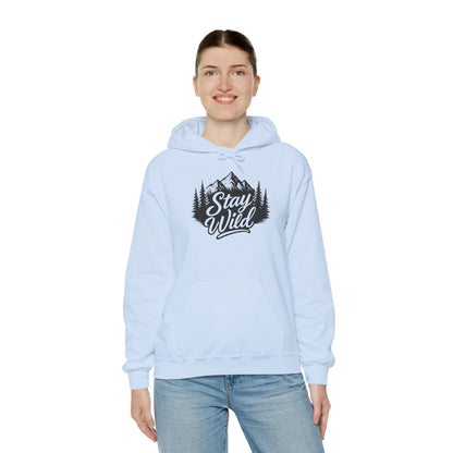 Stay Wild Hoodie, Nature Lover Unisex Pullover, Mountain Adventure Hiking Sweatshirt, Outdoorsy Gift for Him Her