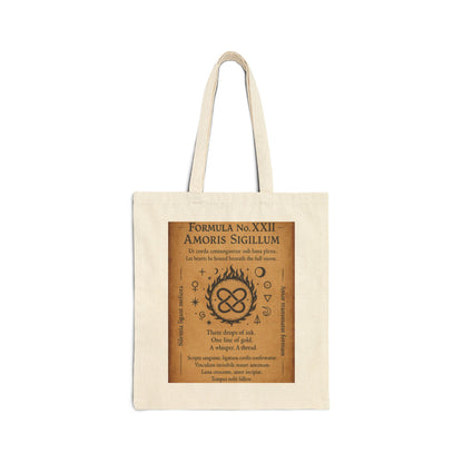 Amoris Sigillum Love Spell Tote Bag, Love Binding Sigil, Full Moon Romance Symbol, Mystic Heart Knot, Gothic Witch Spellbook Illustration