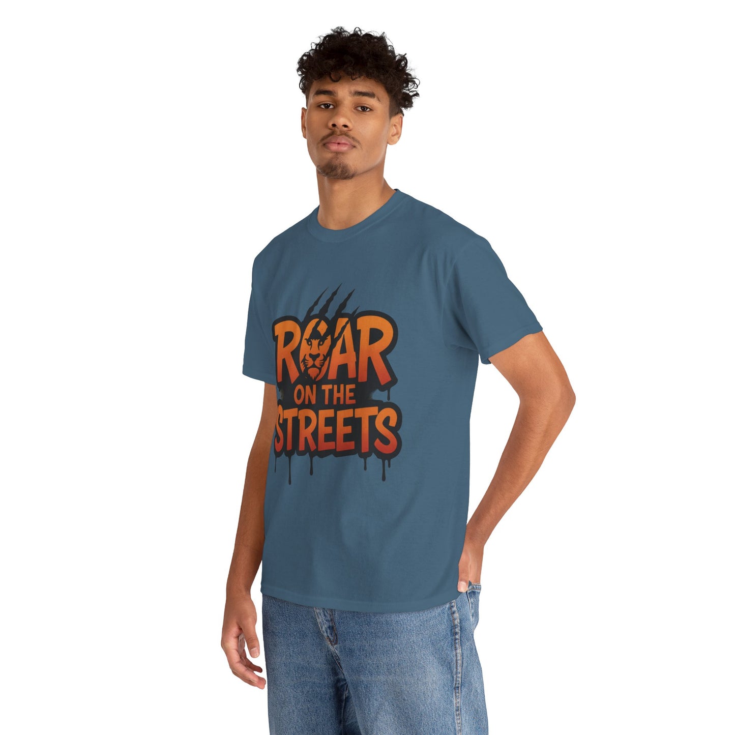 Roar on the Streets Lion Graphic Mens Urban T-Shirt, Lion Shirt