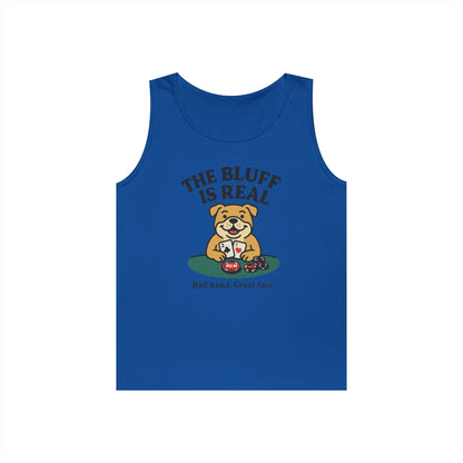 Funny Dog Poker Tank Top, The Bluff is Real Tee, Animal Lover Gift, Unisex Casino Humor Gift, Poker Night Apparel, Cute Pet Humor T-Shirt