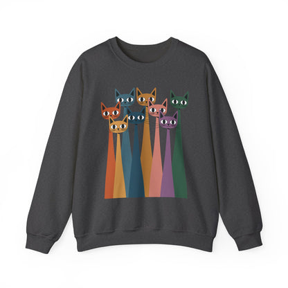 Colorful Cat Sweatshirt, Cozy Crewneck, Cat Lover Gift, Unisex Sweatshirt, Cute Animal Apparel, Fun Gift for Cat Owners