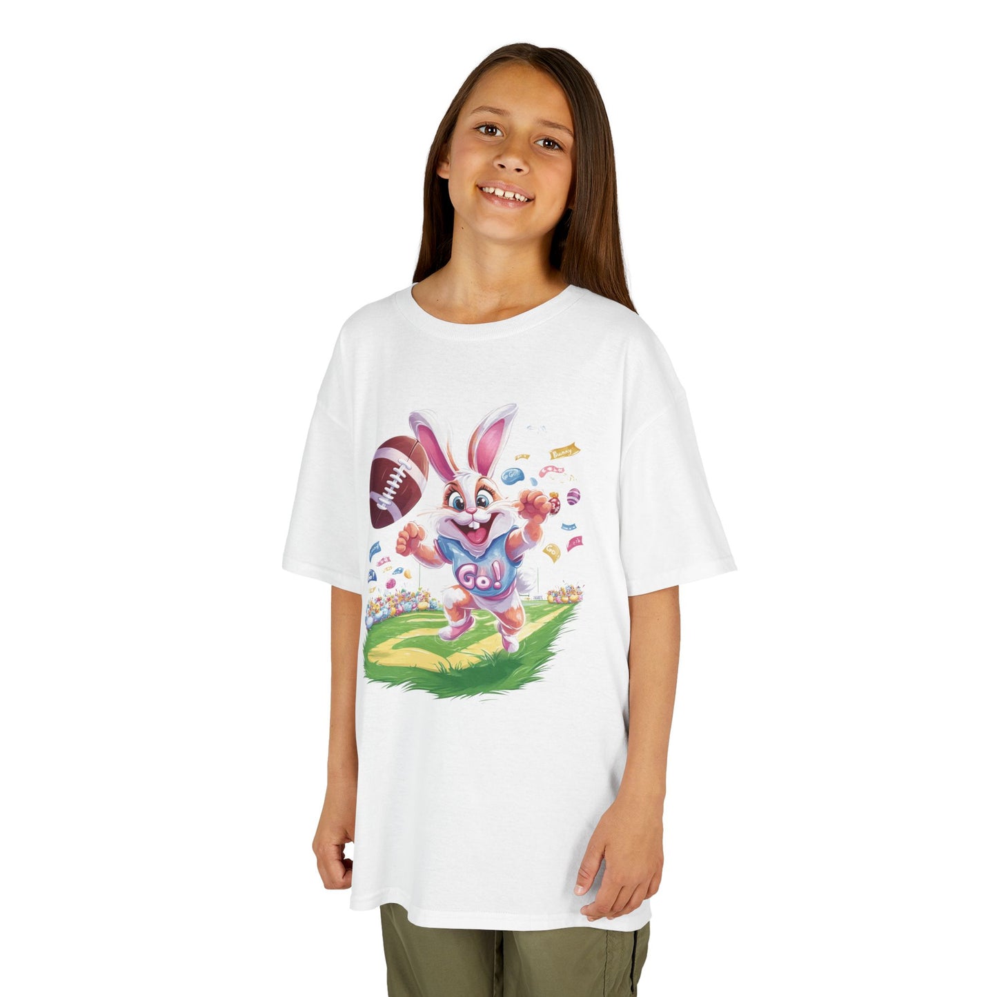 Touchdown Bunny Kids T-Shirt - Cute Easter Football Shirt for Kids, Fun Spring Outfit, Sports Bunny Tee Gift for Little Athletes Easter Gift
