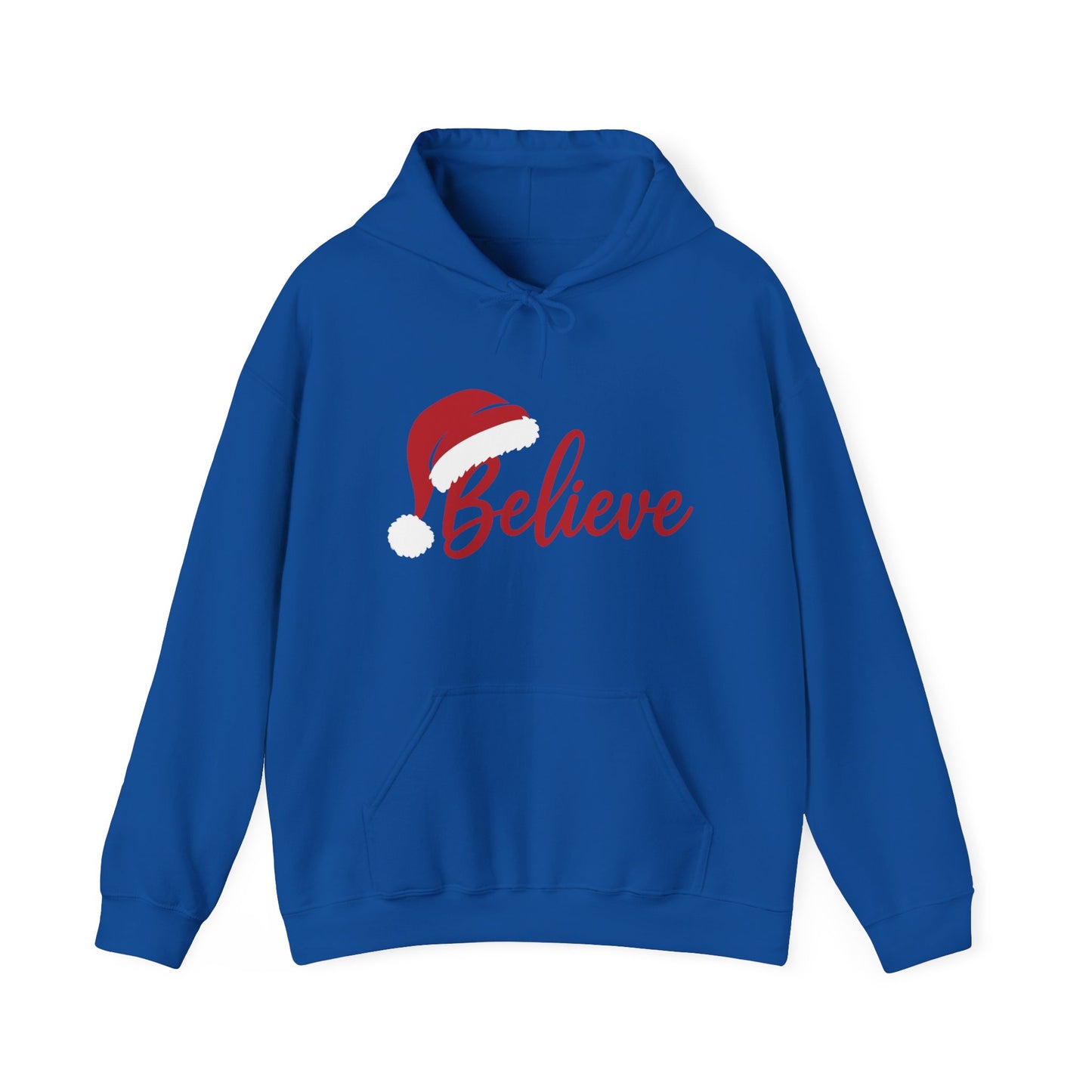 Believe Christmas Women's Hoodie, Minimal Santa Hat Holiday Sweatshirt for Women