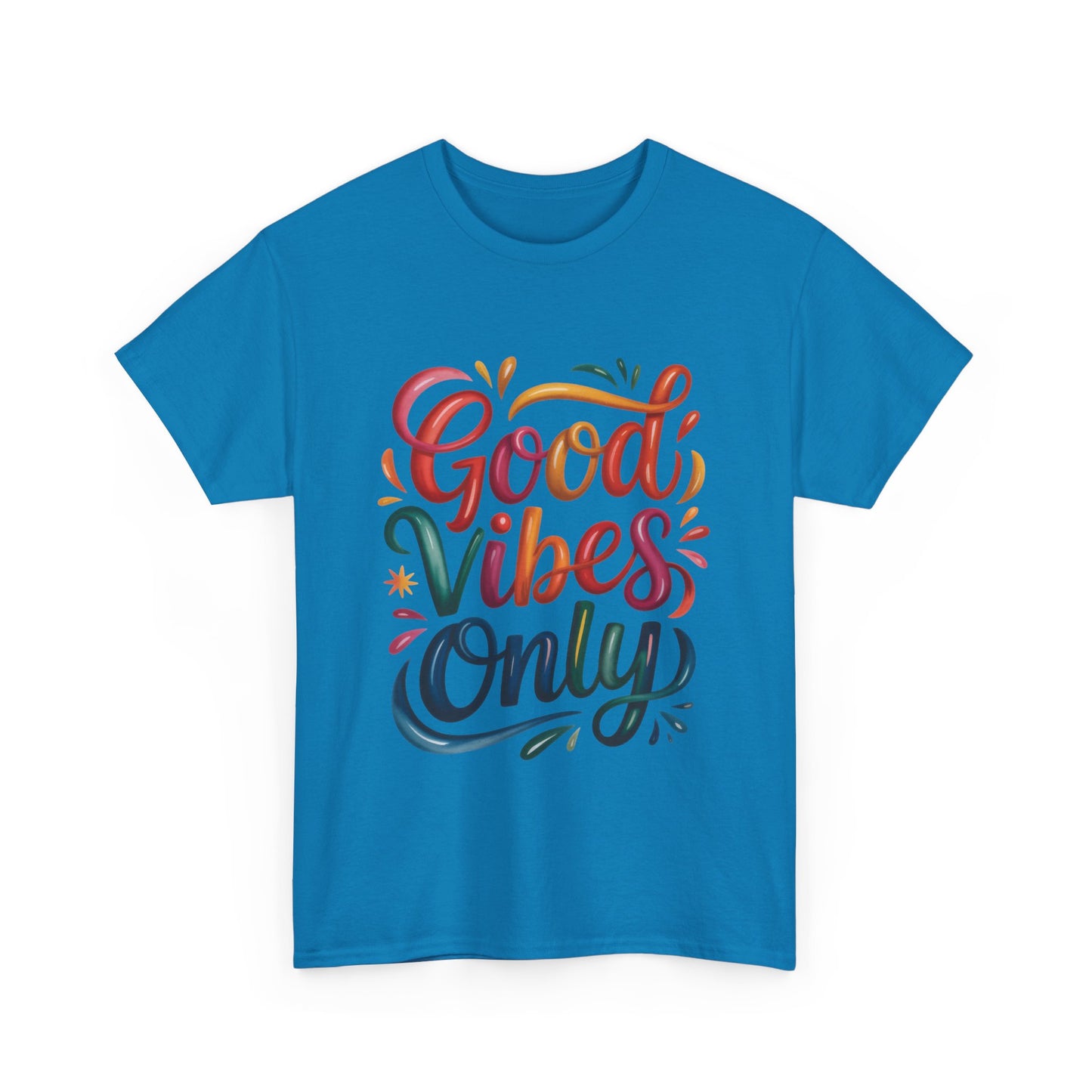 Good Vibes Only Womens Heavy Cotton Tee, Casual Wear, Gift for Friends, Relaxed Fit, Summer Style, Positive Affirmation Shirt