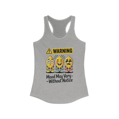 Warning Mood Vary Tank Top, Women's Sleeveless Shirt, Summer Casual Tee, Cute Graphic Racerback, Gift for Her