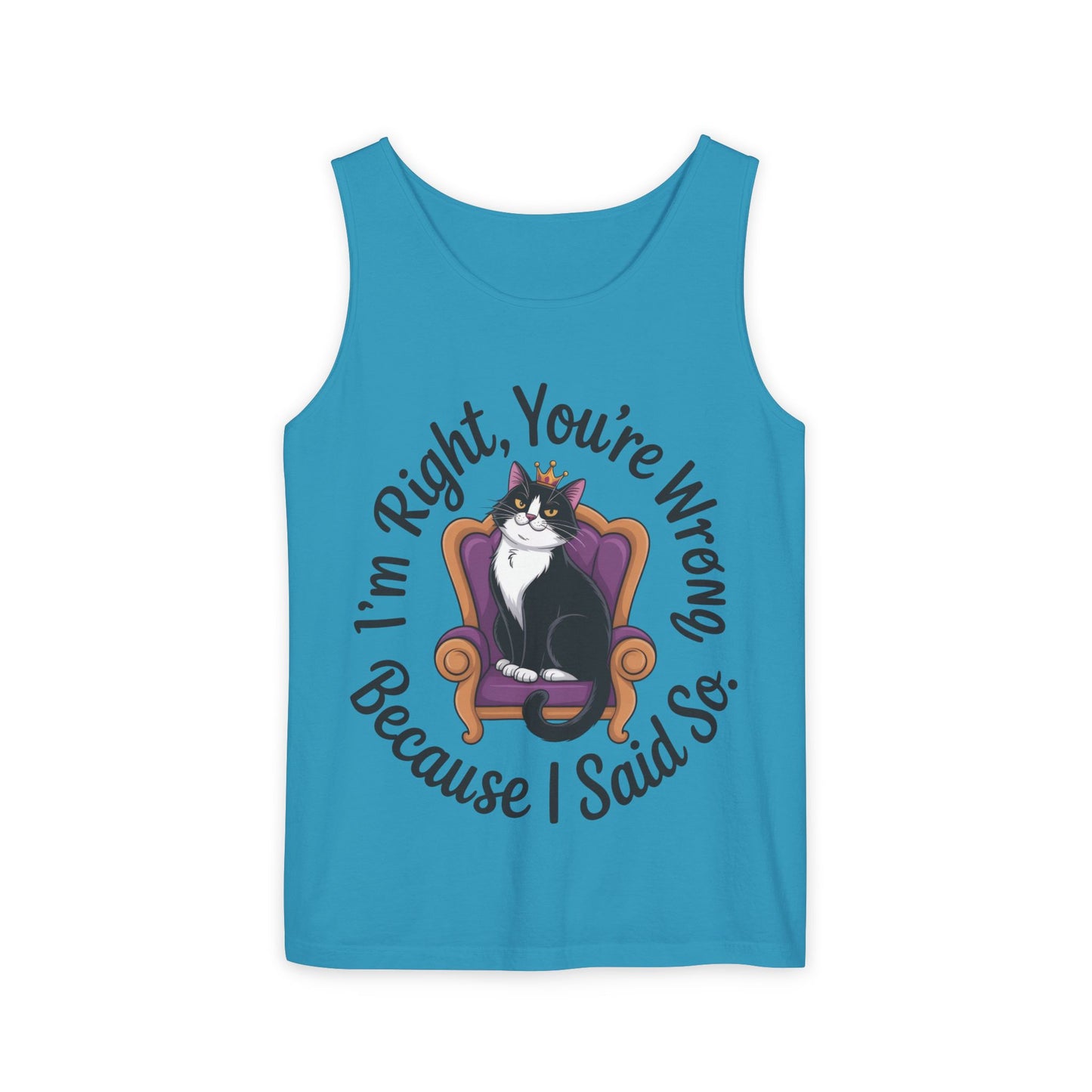 Funny Cat Queen Tank Top, Sassy Cat Graphic Tee for Women, Cat Mom Humor Tee Gift, Funny Graphic T-Shirt, I'm Right, You're Wrong Tee