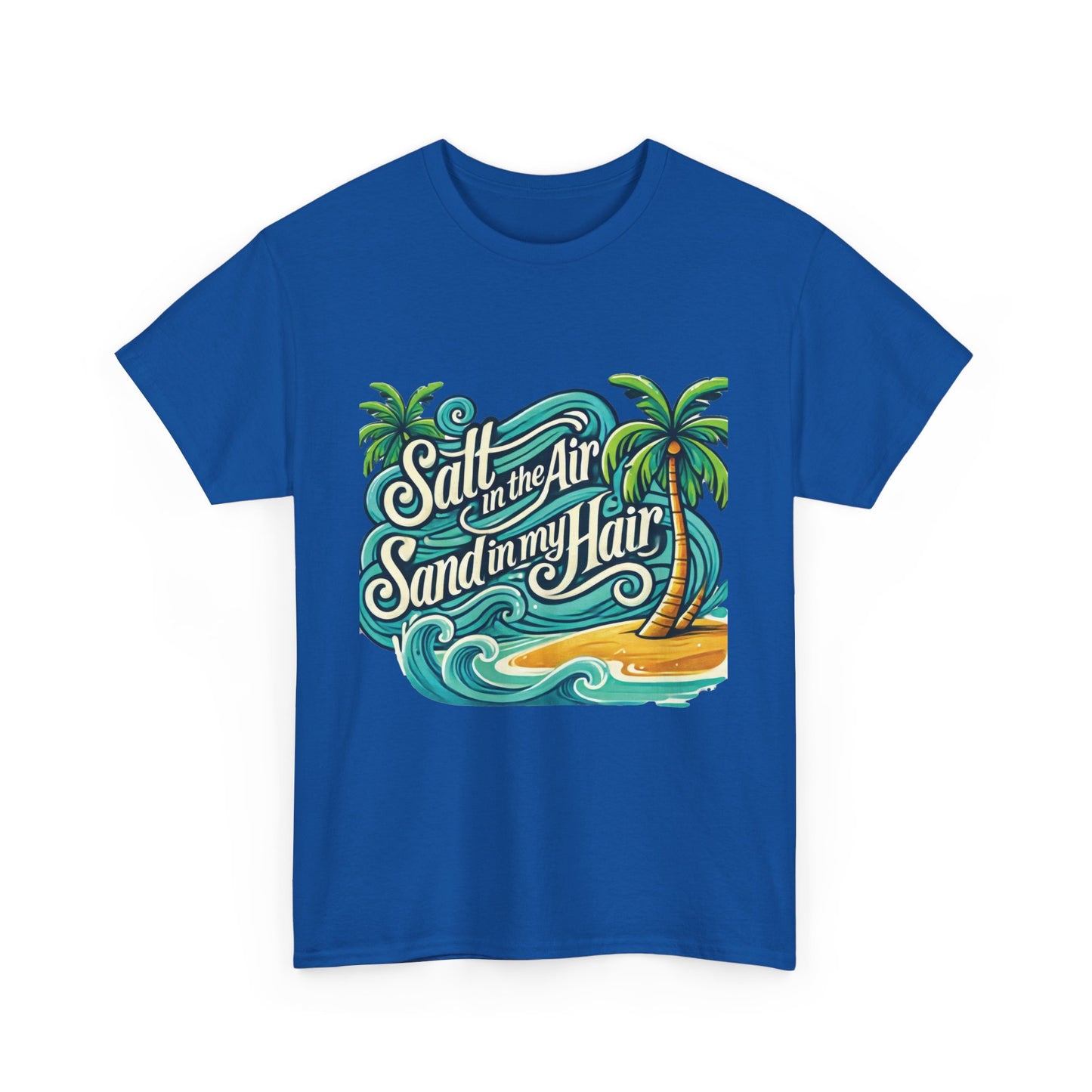 Salt in the Air Sand in My Hair Shirt, Beach Summer Vibes Graphic T-Shirt, Tropical Ocean Palm Design, Ocean-Themed Shirt, Gift Beach Lovers