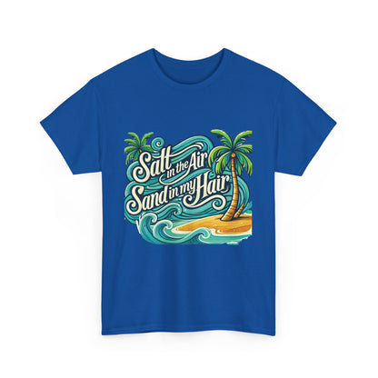 Salt in the Air Sand in My Hair Shirt, Beach Summer Vibes Graphic T-Shirt, Tropical Ocean Palm Design, Ocean-Themed Shirt, Gift Beach Lovers