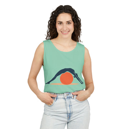 Womens Garment-Dyed Tank Top, Womens Pilates Tank Top, Yoga Fitness Graphic Top, Cute Workout Activewear Shirt