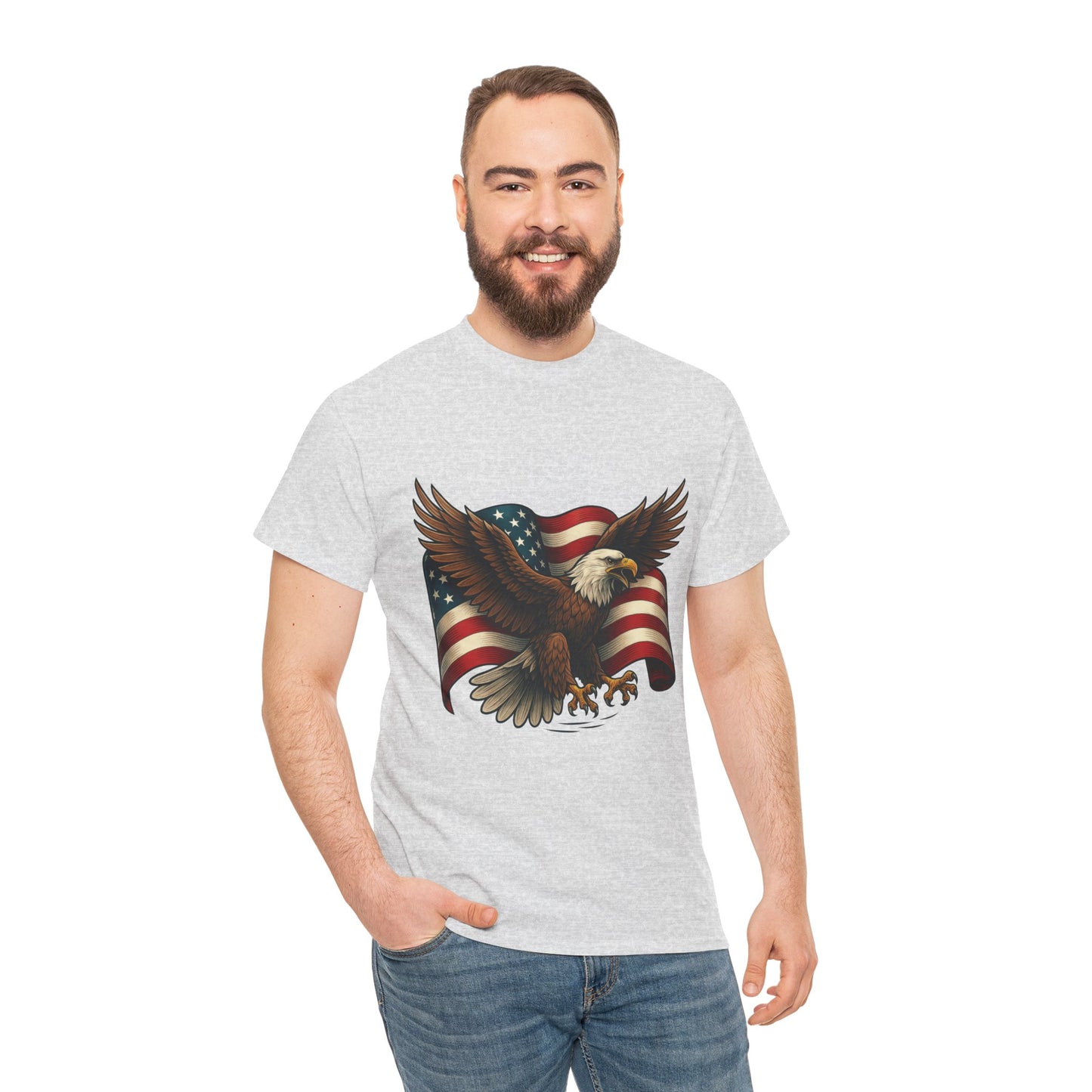 American Eagle Graphic Tee, Patriotic T-Shirt, Fourth of July Apparel, Eagle Love Shirt, Unisex Heavy Cotton Tee