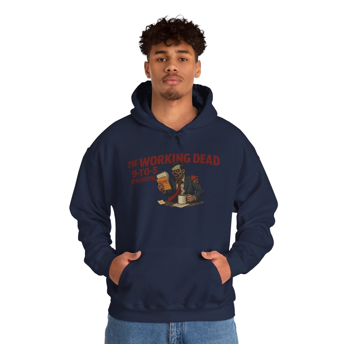The Working Dead 9-to-5 Apocalypse Hoodie, Men's Horror Office Zombie Sweatshirt, Halloween Zombie Work Top