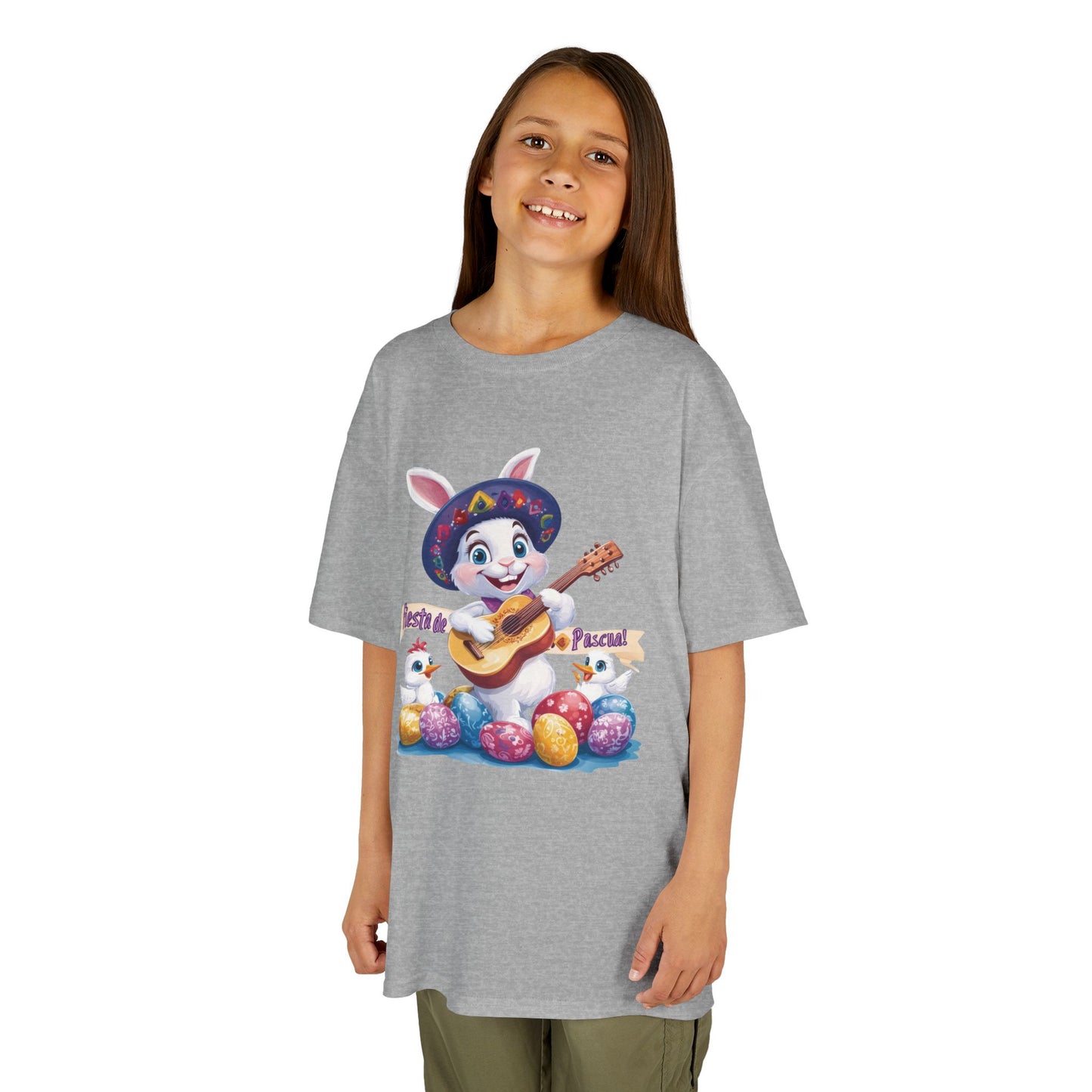 Mexican Easter Bunny Kids T-Shirt - Fiesta de Pascua Shirt with Guitar, Fun Spring Festival Tee, Colorful Holiday Gift for Children