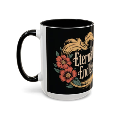 Eternal Mind Endless Flame Mug, Gothic Skull - Floral Coffee Cup, Dark Romantic Gift for Halloween or Everyday Use, Coffee Mug (11, 15oz)