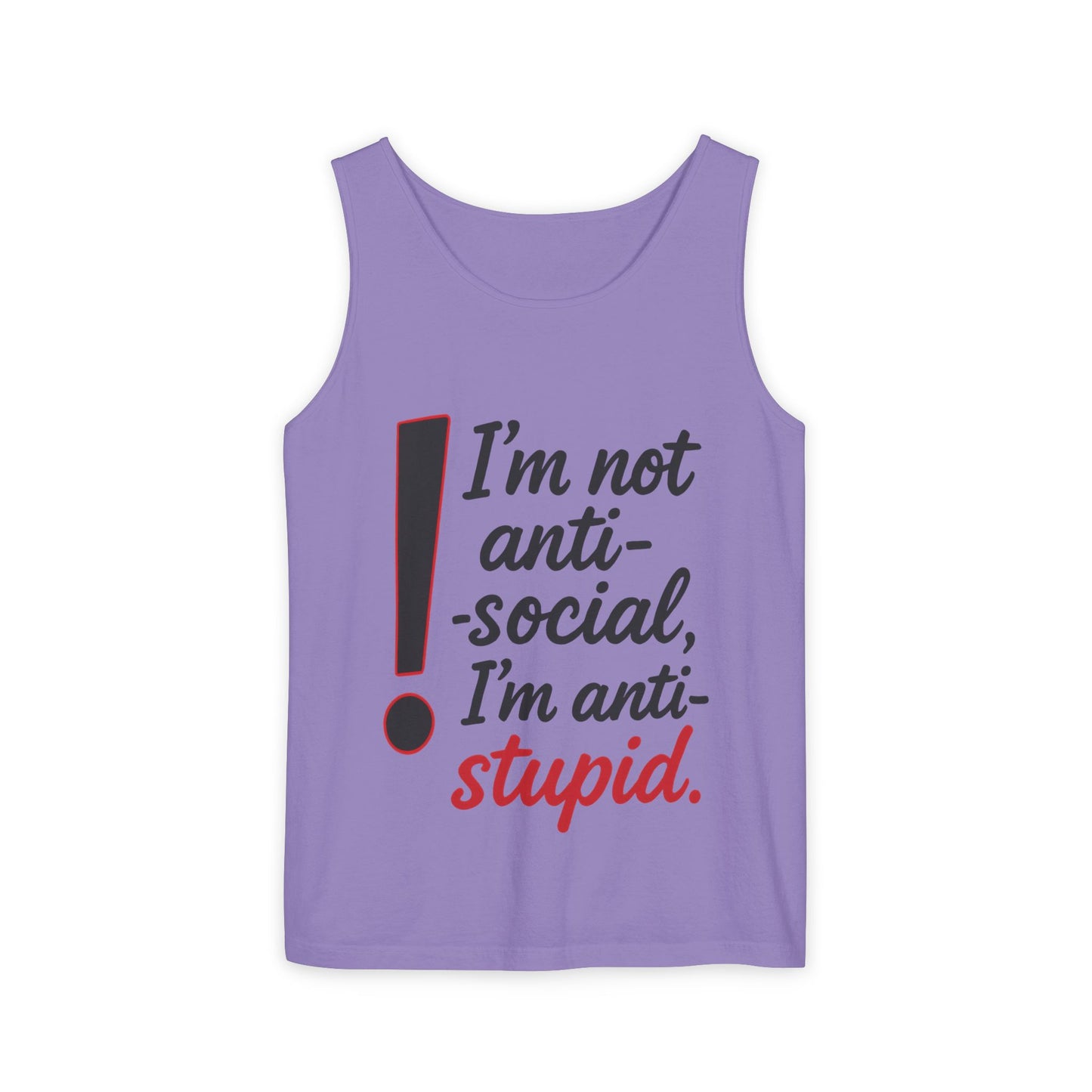 Anti-Social Womens Tank Top, Funny Graphic Summer Apparel, Beachwear, Humorous Womens Tee, Graphic Tee for Introverts & Thinkers
