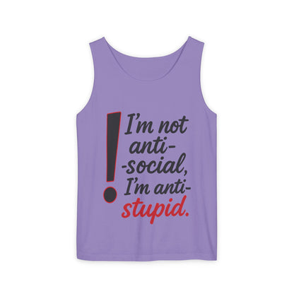 Anti-Social Womens Tank Top, Funny Graphic Summer Apparel, Beachwear, Humorous Womens Tee, Graphic Tee for Introverts & Thinkers
