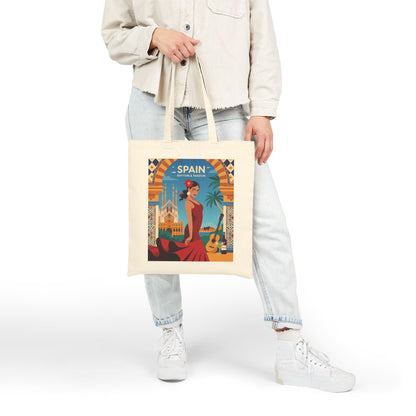 Spanish Rhythm Canvas Tote Bag, Eco-Friendly Shopper, Travel Essentials, Gift for Travelers, Sustainable Fashion