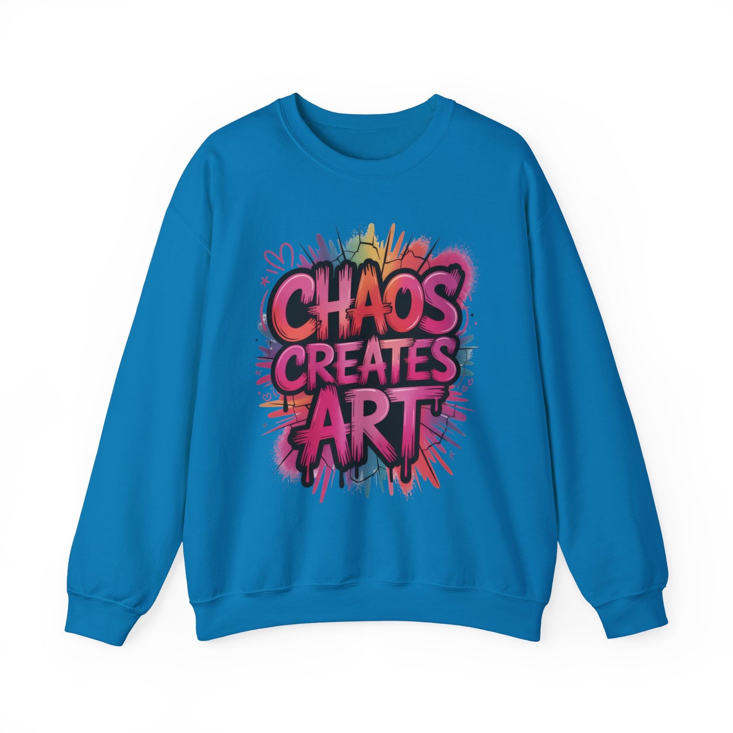 Women's Heavy Blend™ Crewneck Sweatshirt, Chaos Creates Art Graffiti Sweatshirt, Streetwear Sweatshirt