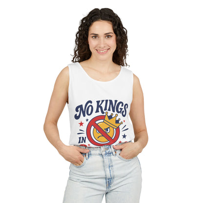 No Kings in America Tank Top - Funny Patriotic Anti Monarchy Sleeveless Shirt - USA Freedom Top, Unisex Summer Apparel, USA Independence Day