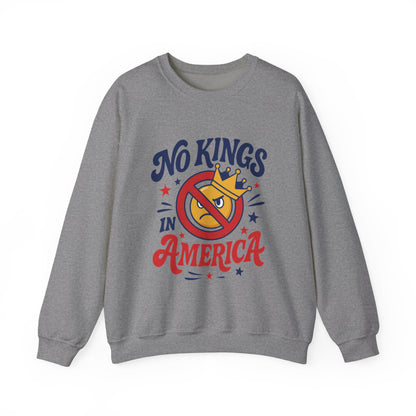 No Kings in America Sweatshirt - Funny Patriotic Anti Monarchy Pullover - USA Independence Sweater, Political Apparel, Gift for Activists