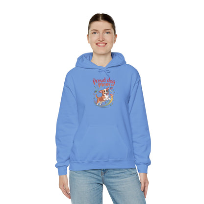 Proud Dog Mom Hoodie, Gift for Dog Owners, Dog Lover Apparel, Mother's Day Gift, Unisex Hooded Sweatshirt, Corgi Rainbow Print