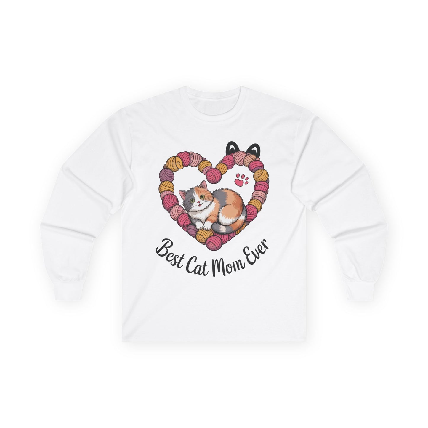 Best Cat Mom Ever Long Sleeve Tee, Cat Lover Gift, Pet Parent Apparel, Birthday Gift for Cat Moms, Cozy Cat Mom Shirt