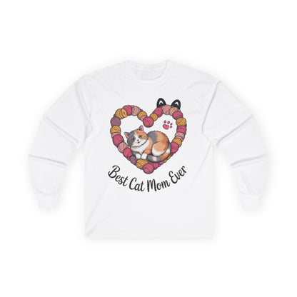 Best Cat Mom Ever Long Sleeve Tee, Cat Lover Gift, Pet Parent Apparel, Birthday Gift for Cat Moms, Cozy Cat Mom Shirt