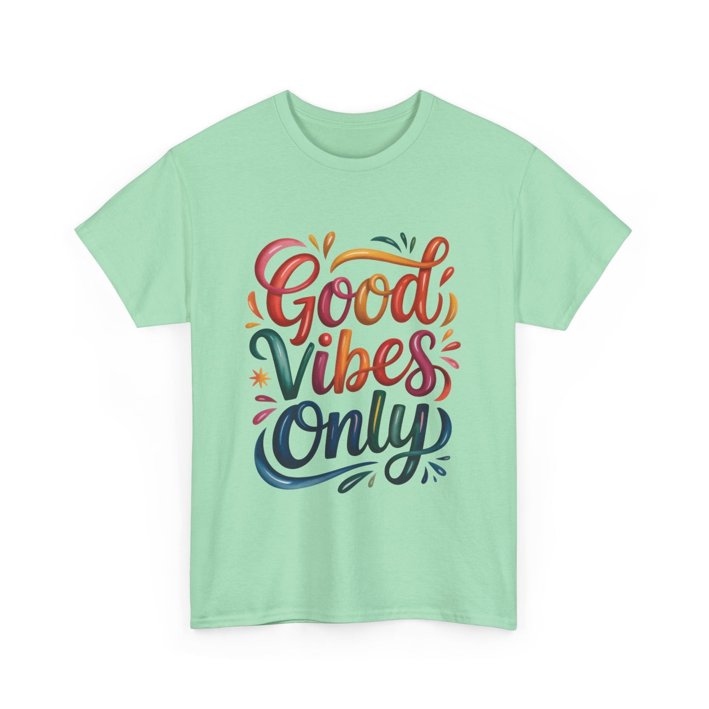 Good Vibes Only Womens Heavy Cotton Tee, Casual Wear, Gift for Friends, Relaxed Fit, Summer Style, Positive Affirmation Shirt