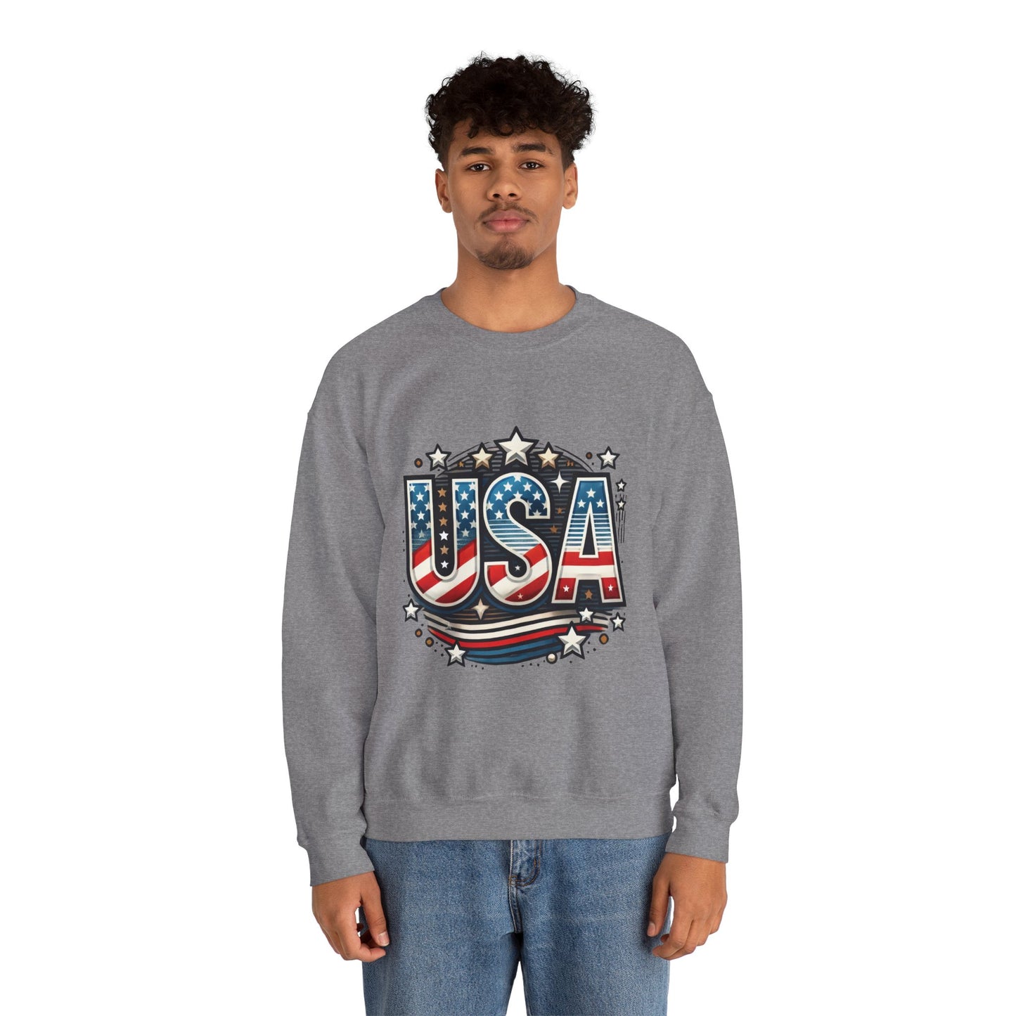 USA Pride Crewneck Sweatshirt, Comfortable Unisex Top, Great for Fourth of July, Independence Day, Everyday Wear, Cozy Gift