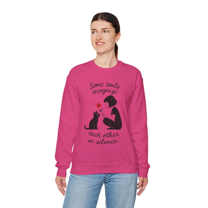 Soulful Cat and Human Crewneck Sweatshirt, Cozy Gift for Cat Lovers, Womens Sweatshirt, Animal Lover Apparel, Thoughtful Gift Idea
