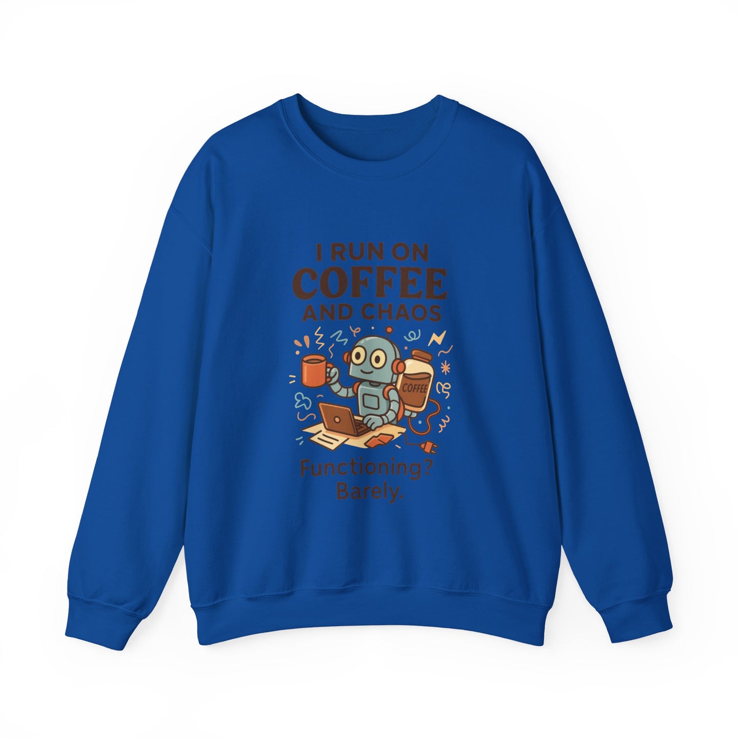 Coffee and Chaos Crewneck Sweatshirt, Funny Sweatshirt for Coffee Lovers, Unisex Gift, Cozy Everyday Wear, Ideal for Holidays