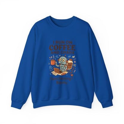 Coffee and Chaos Crewneck Sweatshirt, Funny Sweatshirt for Coffee Lovers, Unisex Gift, Cozy Everyday Wear, Ideal for Holidays