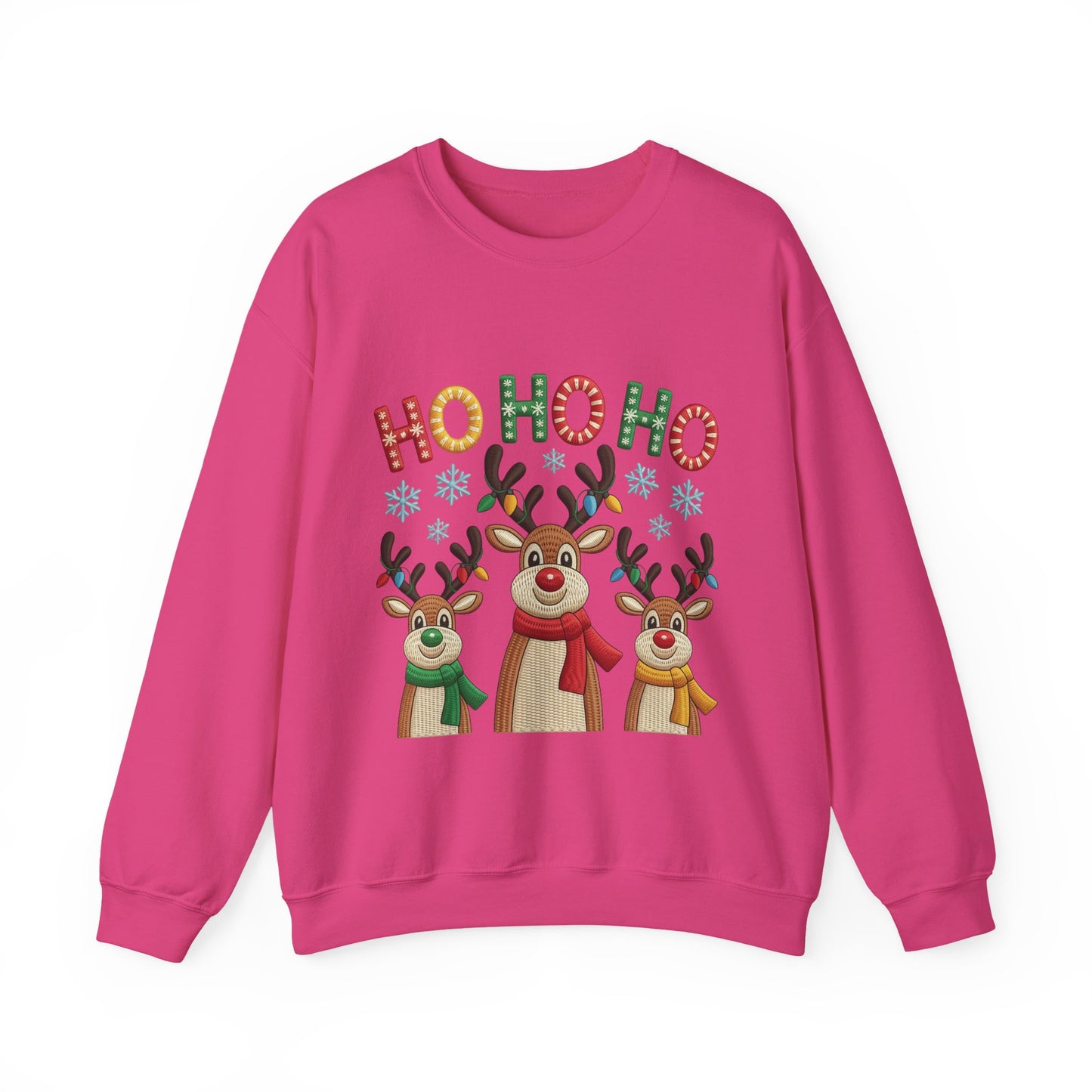 Ho Ho Ho Reindeer Christmas Sweatshirt, Cute Holiday Pullover for Women