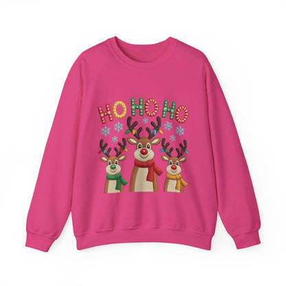 Ho Ho Ho Reindeer Christmas Sweatshirt, Cute Holiday Pullover for Women