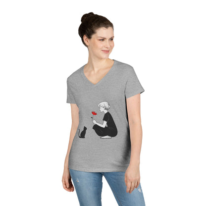 Cat Lover's V-Neck T-Shirt - Cute Graphic Tee for Pet Owners, Gifts for Cat Lovers, Animal Lover Apparel, Valentine's Day, Cat Love