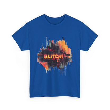Glitch Art Unisex Heavy Cotton Tee, Trendy Graphic Top, Gift for Tech Lovers, Abstract Street Style Graphic Tee,Techcore Aesthetic Shirt