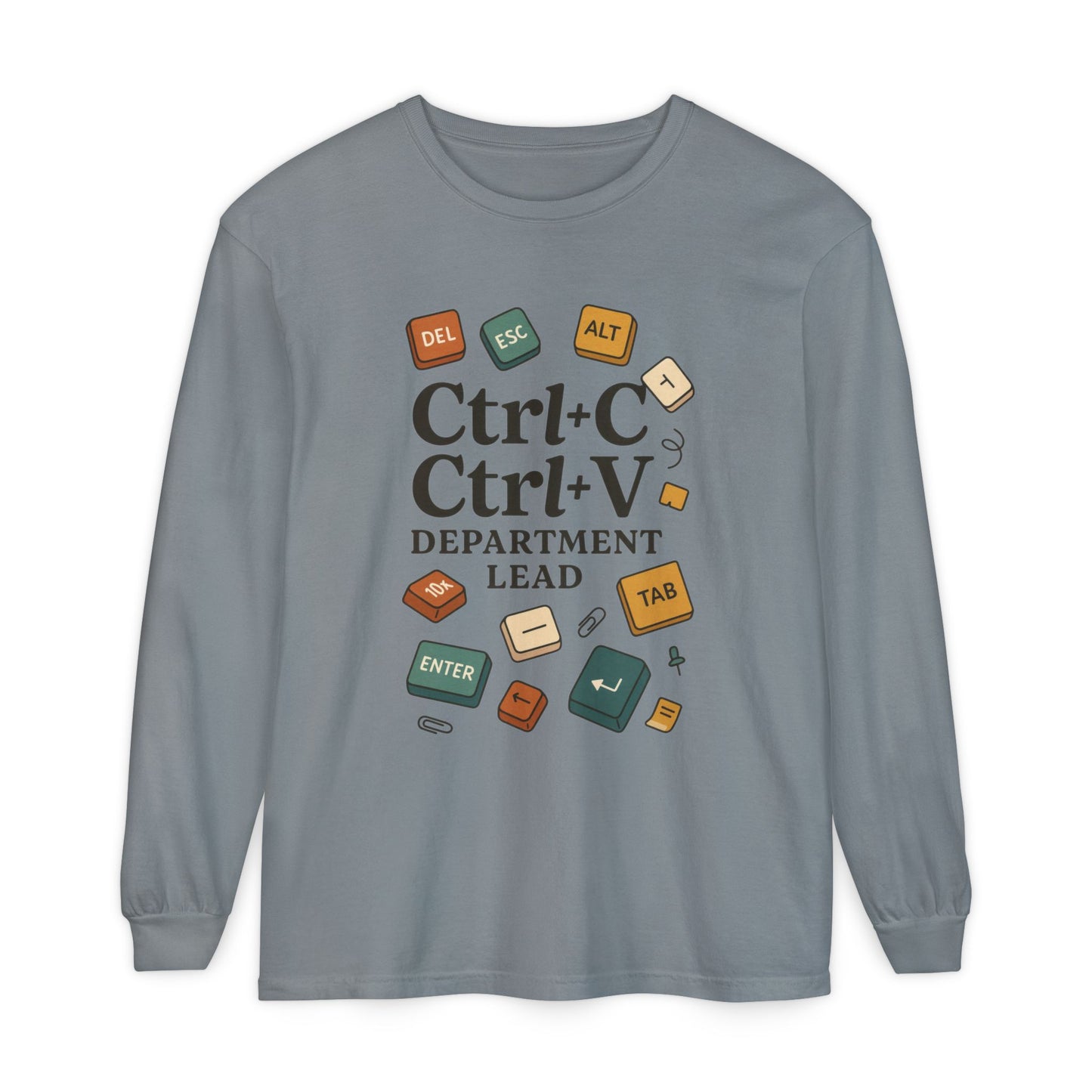 Graphic Long Sleeve Tee, Ctrl+C Ctrl+V Department Lead, Funny Office Humor Shirt, Programmer Gift, Tech Nerd Tee, IT Department Apparel