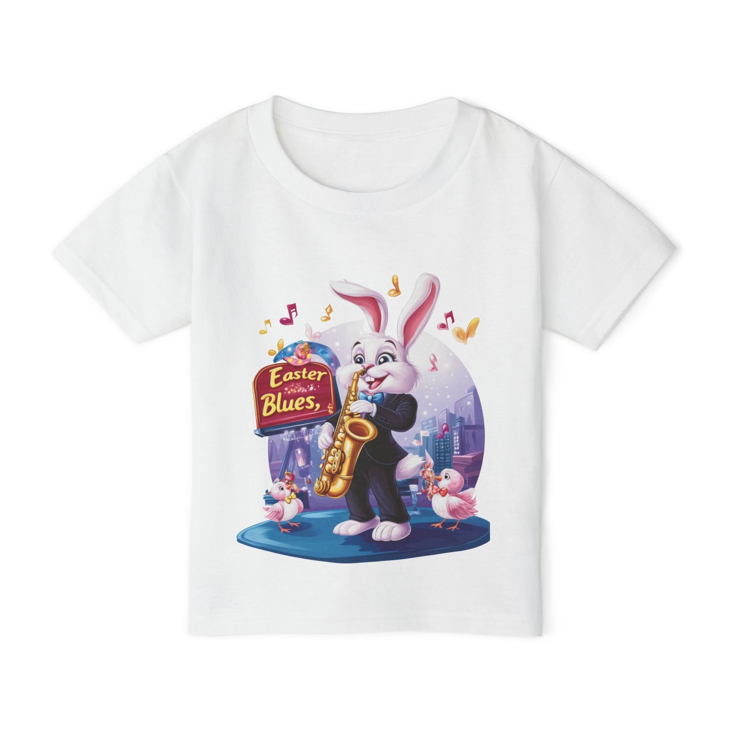 Easter Bunny Jazz Toddler T-Shirt - Cute Music Themed Tee for Kids, Saxophone Bunny Spring Shirt, Fun Gift for Little Boys & Girls