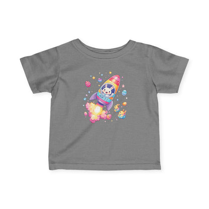 Easter Astronaut Bunny Infant Tee - Cute Rocket Bunny and Eggs Design, Fun Space Baby Shirt for 6-24 Months, Spring Holiday Outfit