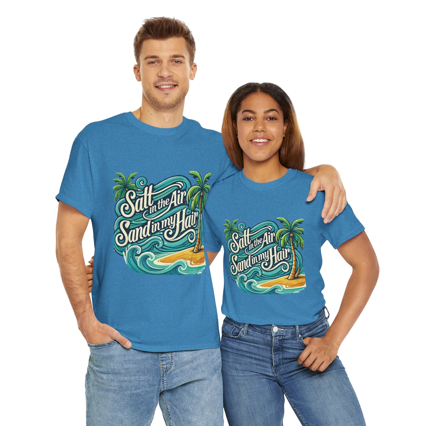Salt in the Air Sand in My Hair Shirt, Beach Summer Vibes Graphic T-Shirt, Tropical Ocean Palm Design, Ocean-Themed Shirt, Gift Beach Lovers