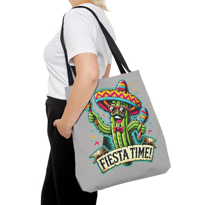Fiesta Time Cactus Tote Bag, Funny Mexican Party Gift, Sombrero Maracas Print, Cinco de Mayo Bag, Summer Festival Tote, Beach Bag, Shopping