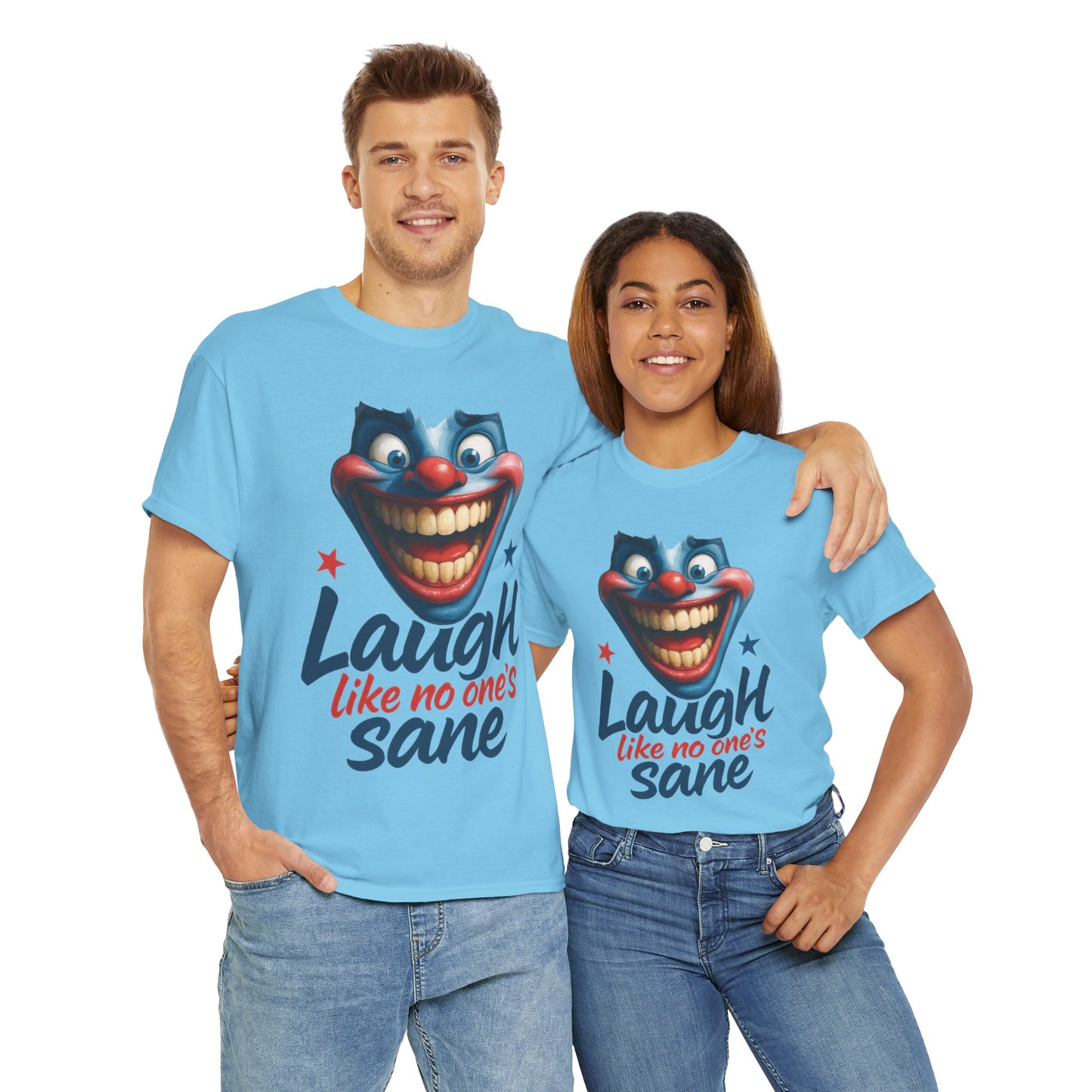 Funny Clown Face Unisex Heavy Cotton Tee, Creepy Clown Face T-Shirt, Humor T-Shirt,Clown Theme Shirt, Funny Horror Graphic Tee